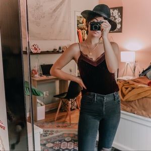 All Saints Noa Velvet Top